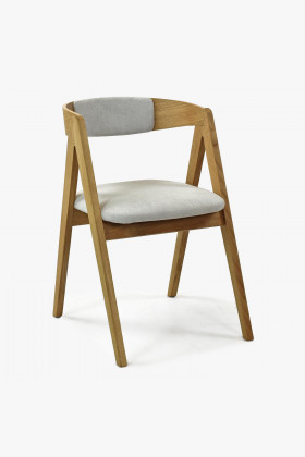 Esszimmerstuhl Eiche mit abgerundeter Rückenlehne, Stoff